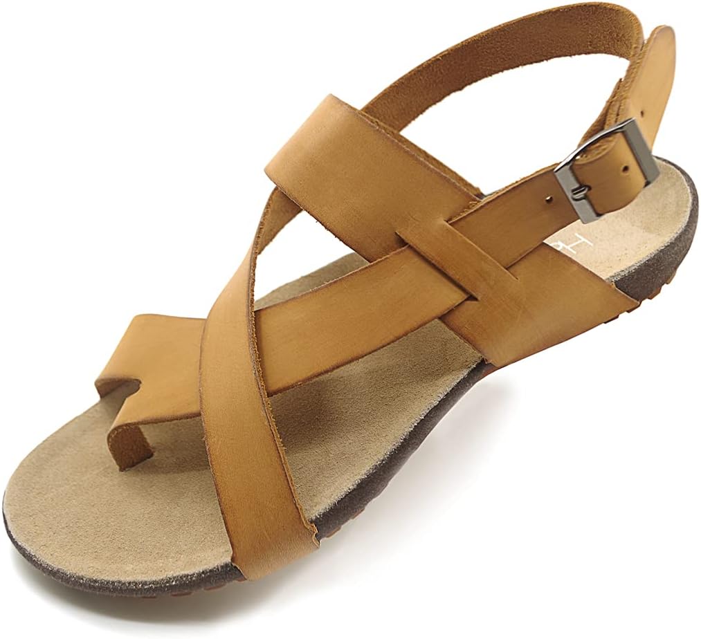 

Мужские сандалии Harssidanzar из натуральной кожи для улицы с регулируемым ремешком, кожаные сандалии для мужчин GM202