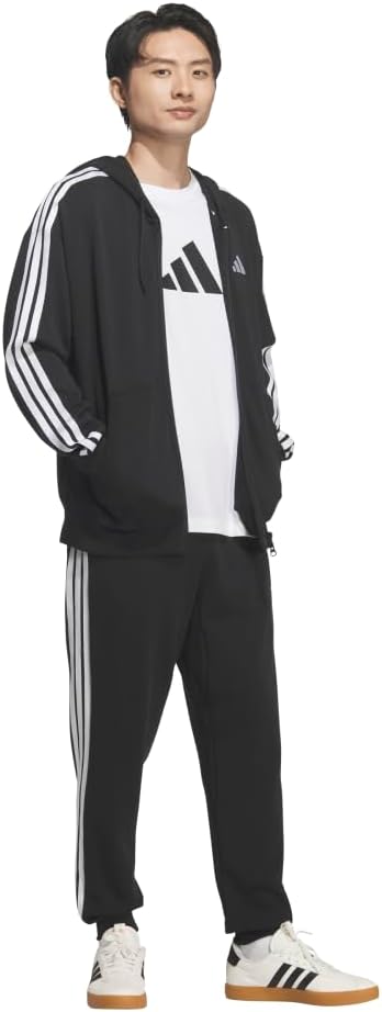 Мужская толстовка adidas ES+, с тремя полосками, на молнии, черный — фото 4