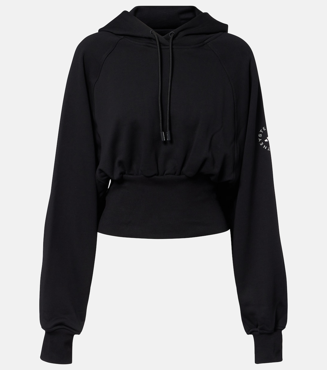 

Укороченная толстовка с капюшоном из хлопкового джерси Adidas by Stella McCartney, черный