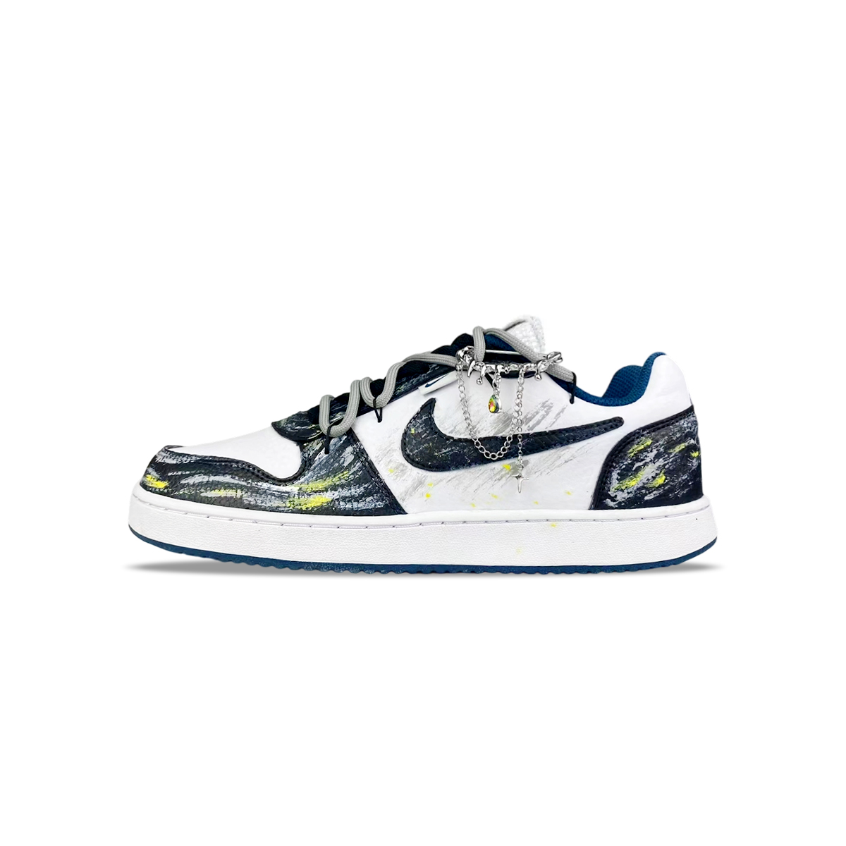 

Nike Ebernorn Falling Starry устойчивые к истиранию низкие скейтбордские кроссовки мужские черно-бело-серые, цвет Black White Gray