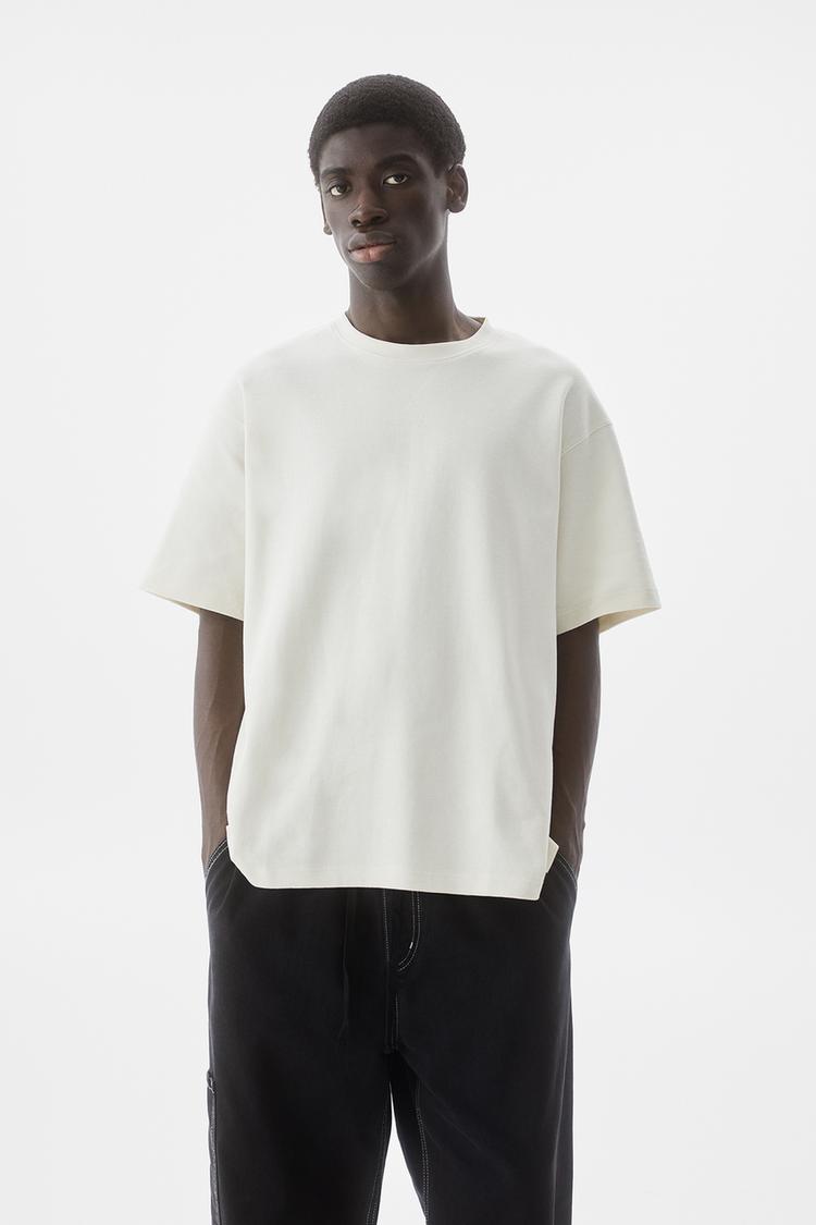 

Базовая фактурная футболка с коротким рукавом Pull And Bear, белый