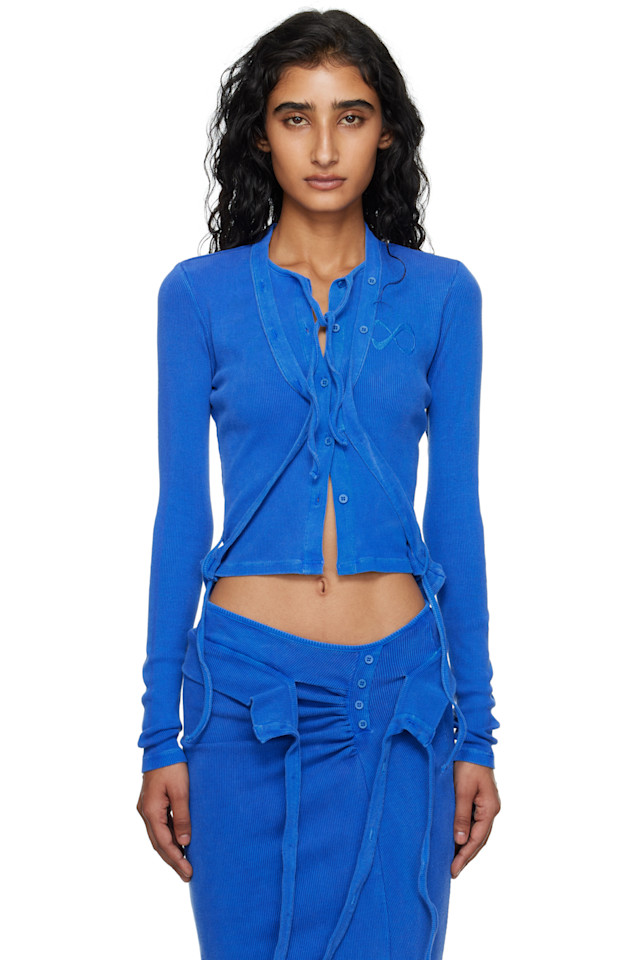 

Кардиган с двойной застежкой и ребристой отделкой Ottolinger, синий