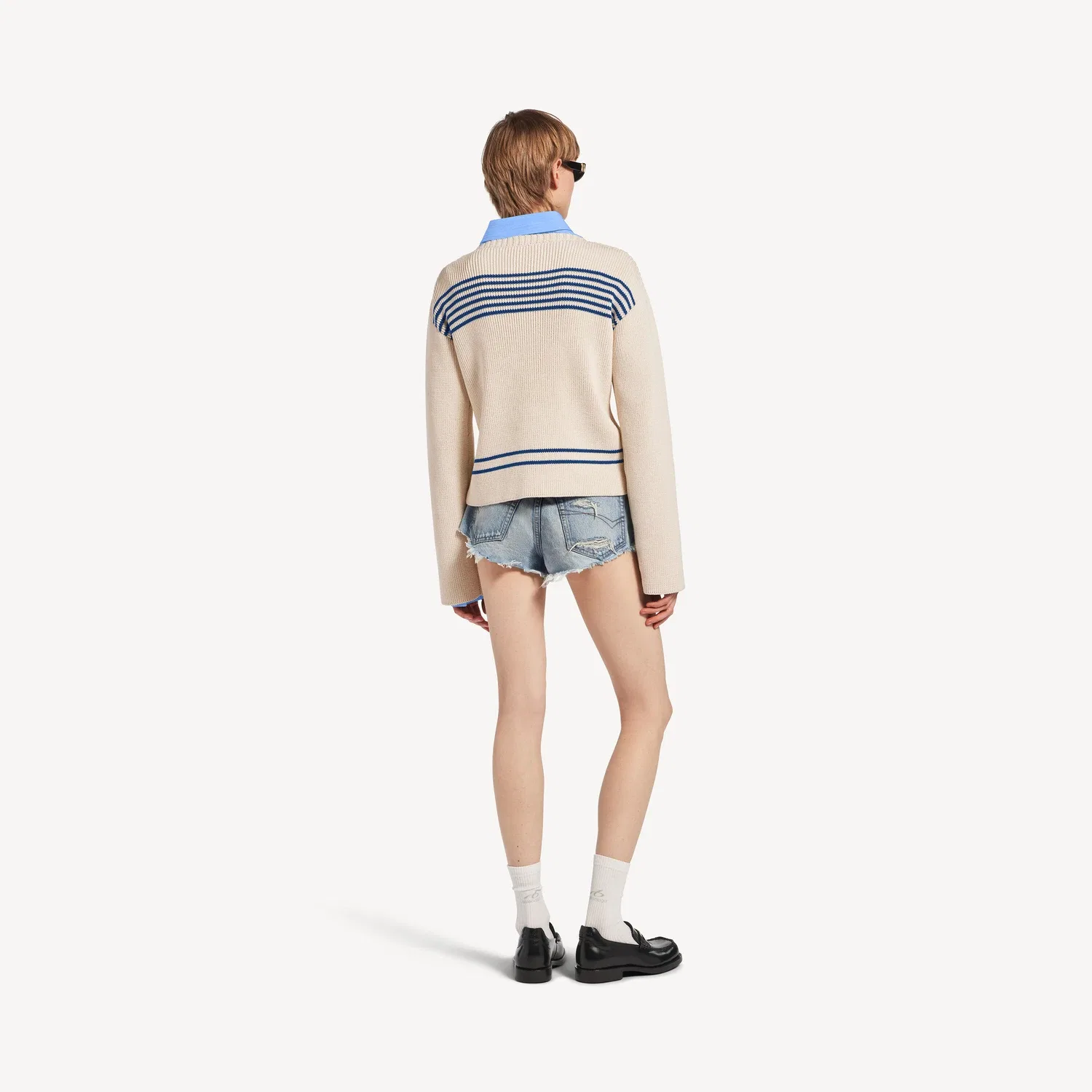 Женские мини-шорты Balenciaga цвета выбеленного светло-голубого — фото 4