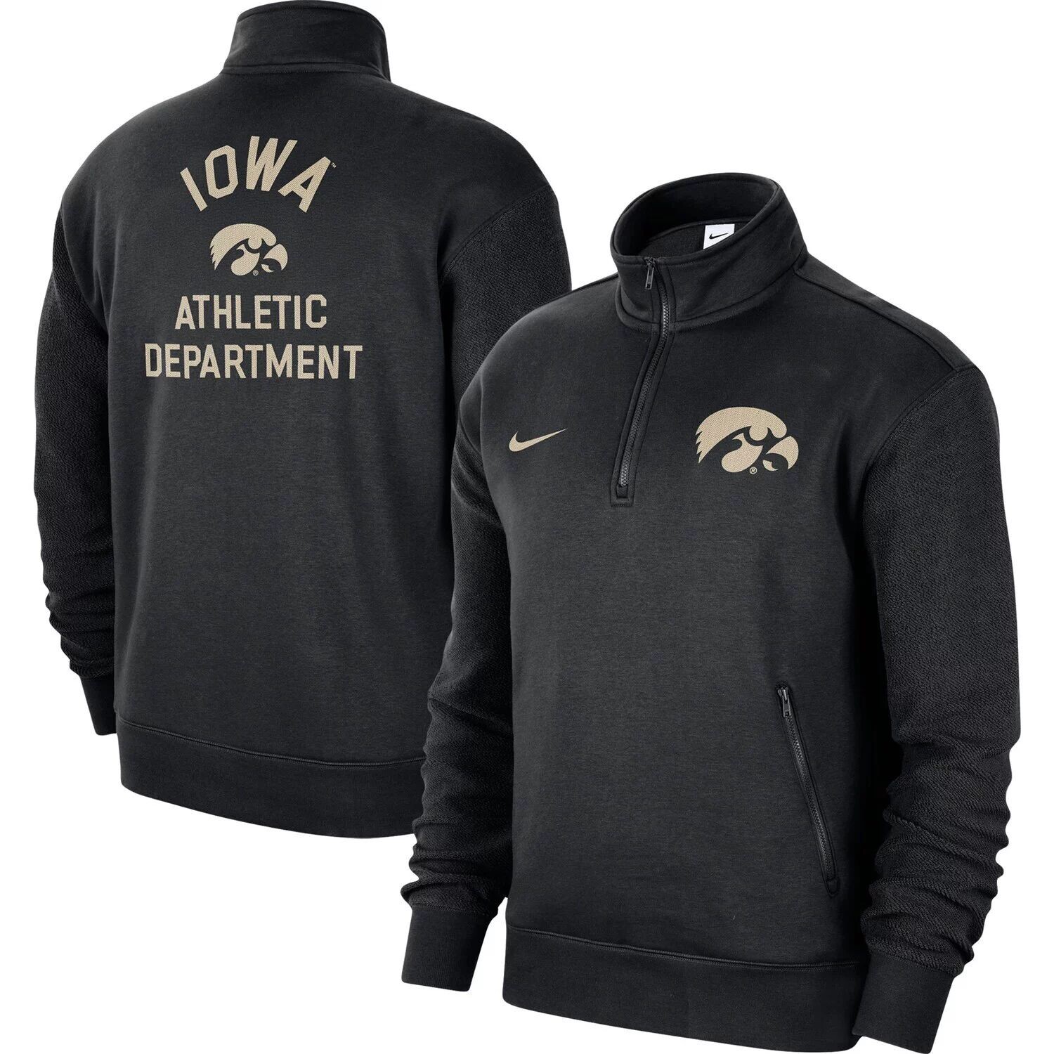 

Мужской черный свитшот с молнией четверть на молнии Iowa Hawkeyes Campus Athletic Department Nike