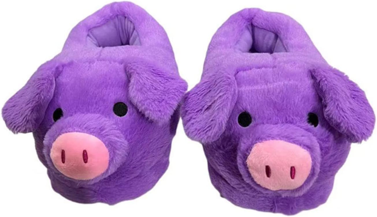 

Женские и мужские домашние тапочки Zuwxeu с милыми животными (свиньей, собакой, оленем), теплые тапочки с мемори-пенной стелькой из хлопка, для дома, внутри и снаружи, фиолетовый