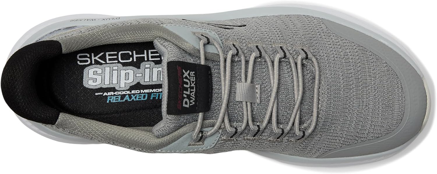 Мужские кроссовки Skechers D'lux Walker 3.0 Drevven с удобной посадкой без шнурков, черный/серый — фото 2