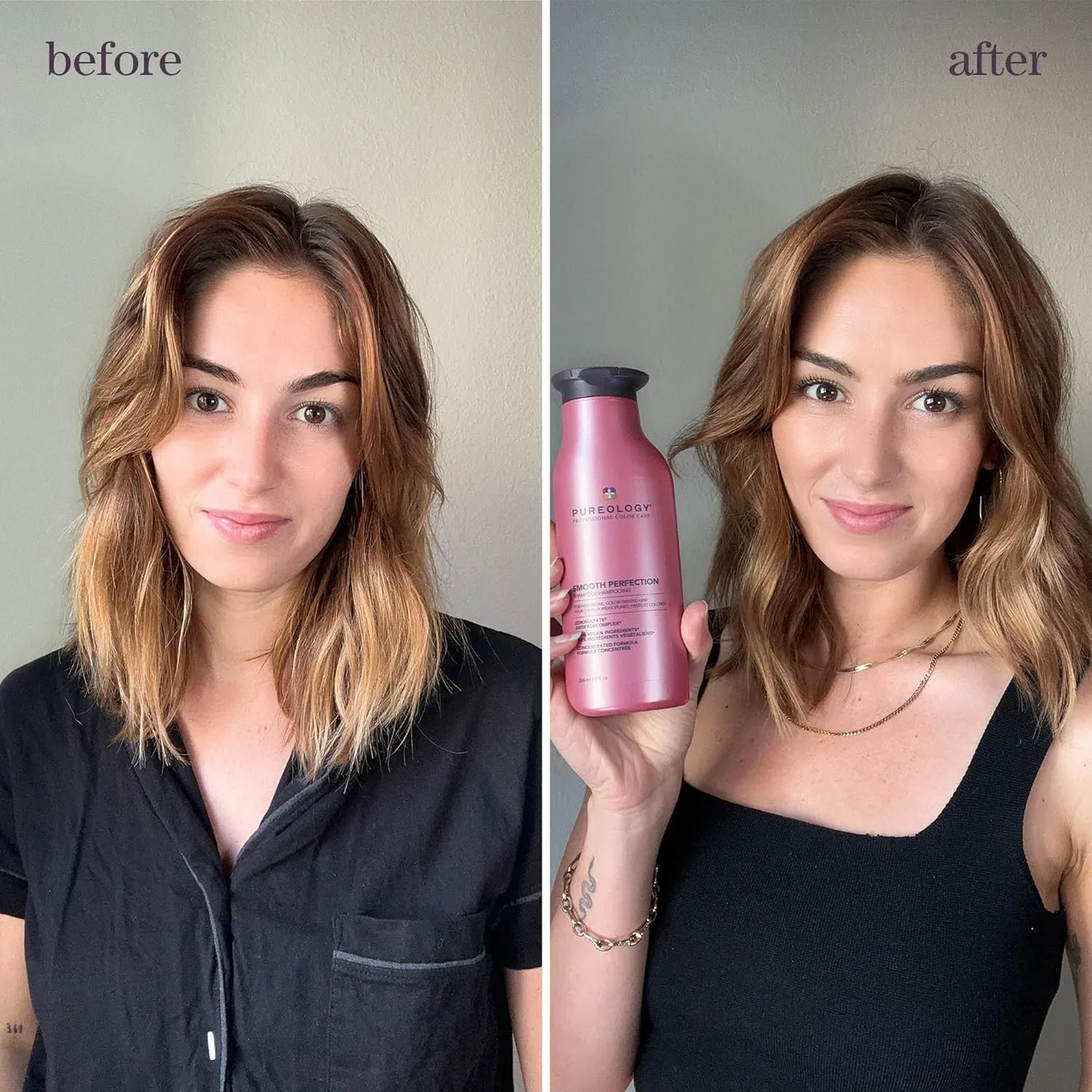Шампунь Pureology Smooth Perfection - для вьющихся и окрашенных волос, разглаживает волосы и контролирует пушистость, без сульфатов, подходит для веганов. 1000 мл (1 шт.) — фото 3