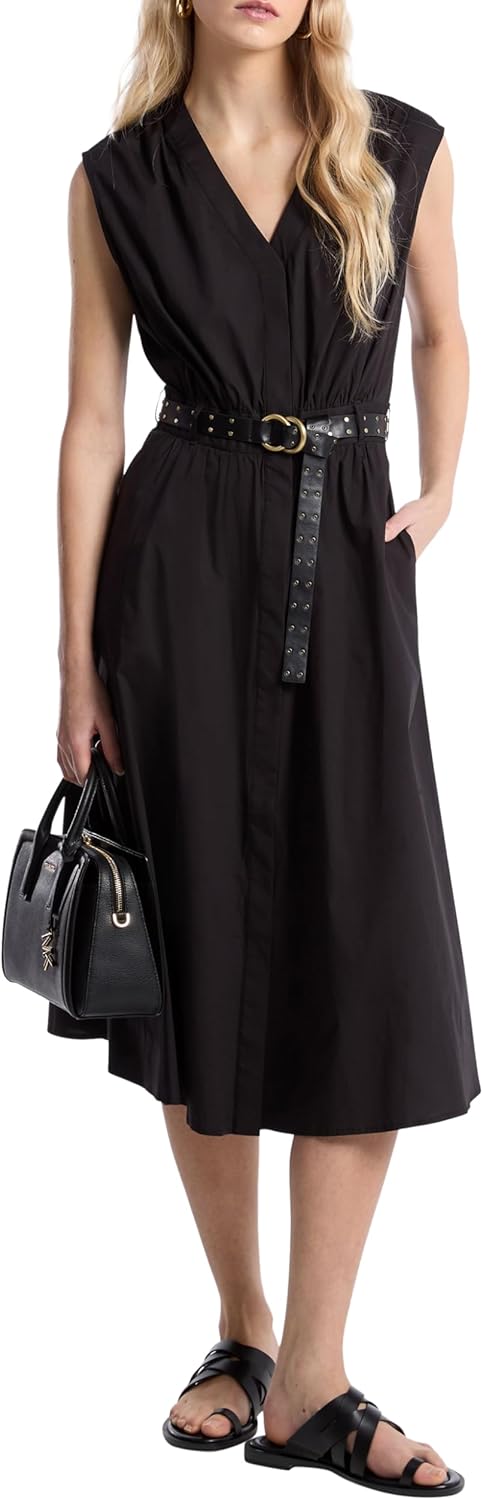 

Michael Kors женское платье миди из хлопкового поплина, Black