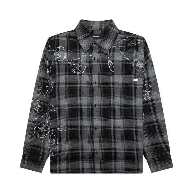 

Рубашка Nahmias Plaid Beaded Oversized Shirt 'Black Rayon', черный