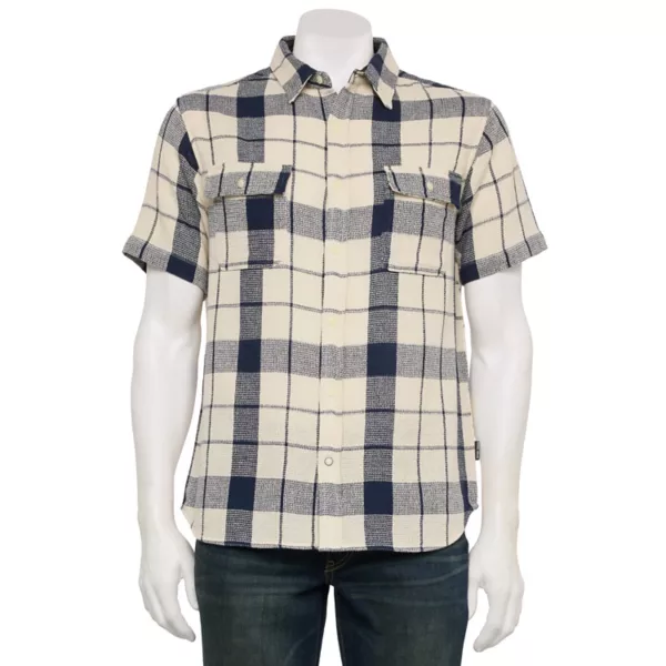 

Мужская рубашка с коротким рукавом и фактурной тканью Reverse Threads, цвет navy plaid