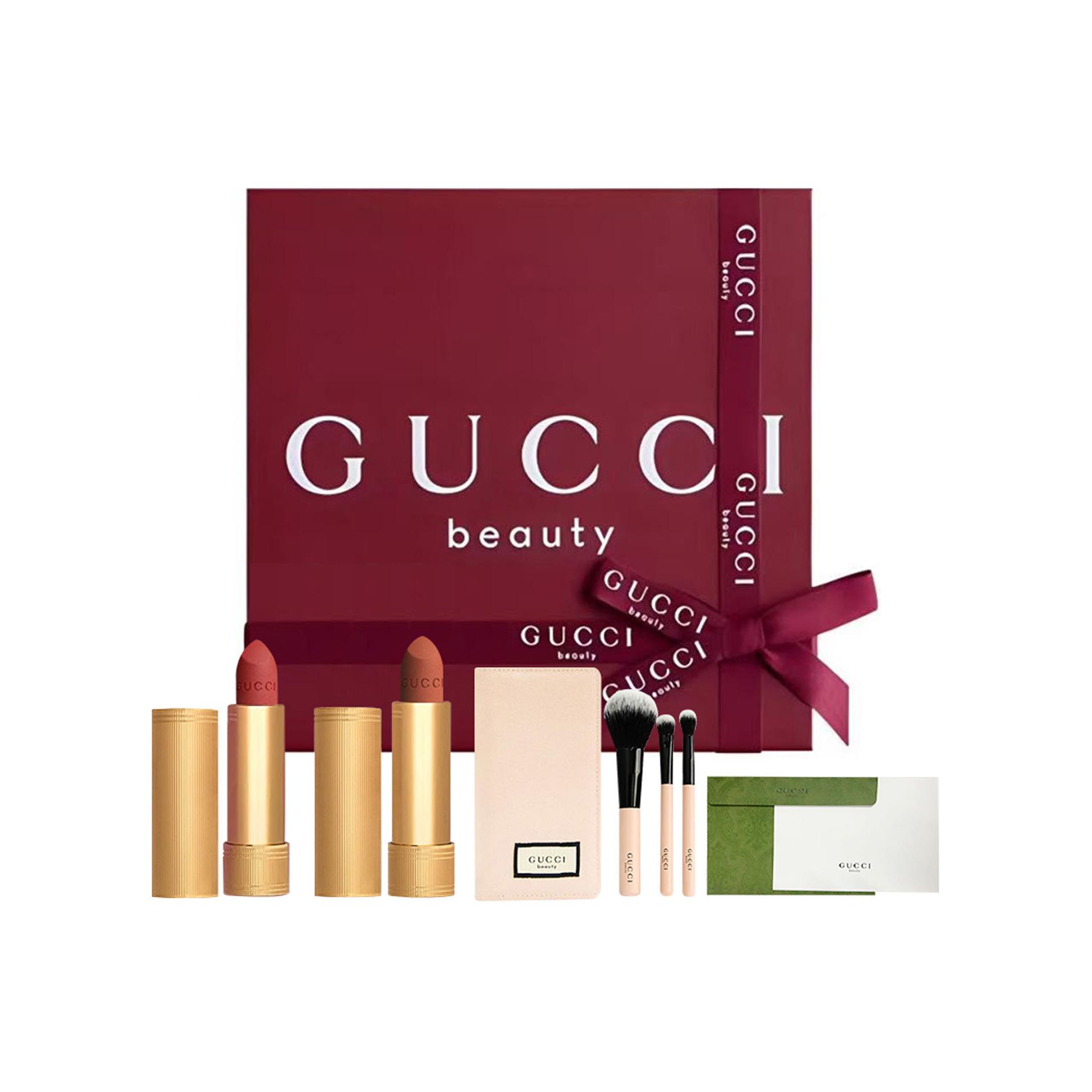 

Adjustable Limited Lipsticks Easy to Blend Natural GUCCI, золотойen tube 217# 3.5g+золотойen tube 308# 3.5g+makeup brush
