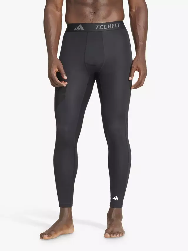 Мужские тренировочные длинные обтягивающие брюки AEROREADY Techfit, черные adidas