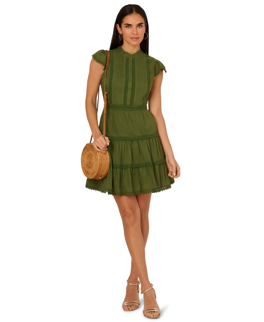 

Женское короткое платье с круглым вырезом от Адрианны Папелл Adrianna, Olive Green