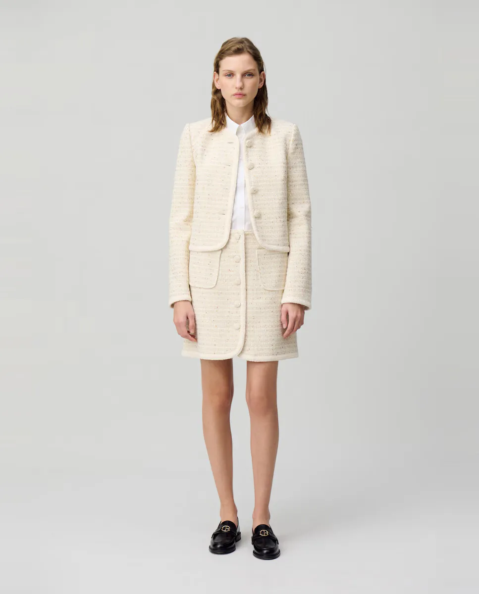 

Короткая твитовая юбка с пуговицами Claudie Pierlot, белый