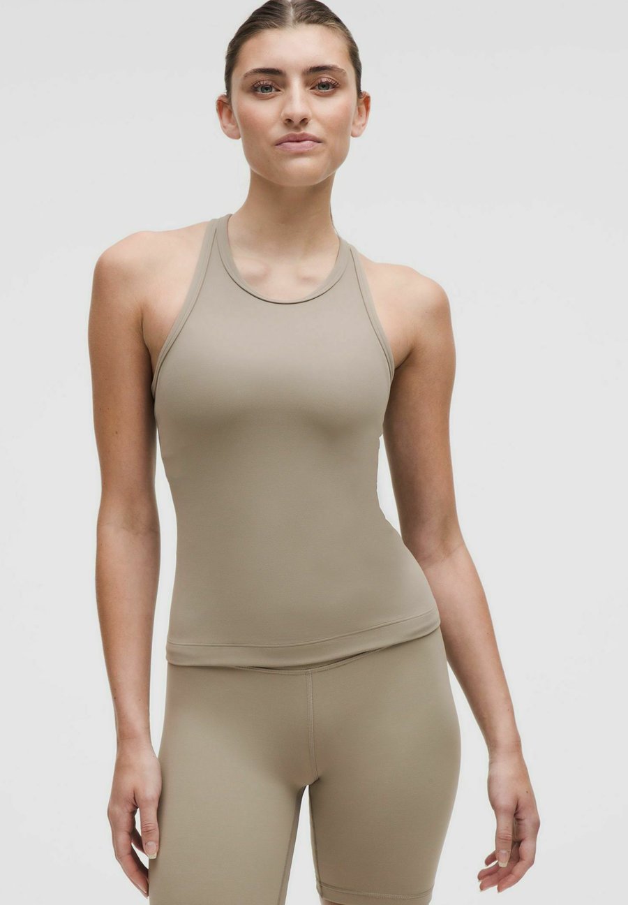 

Топ lululemon Align Waist-Length Racerback, Warm Ash Grey/Khaki