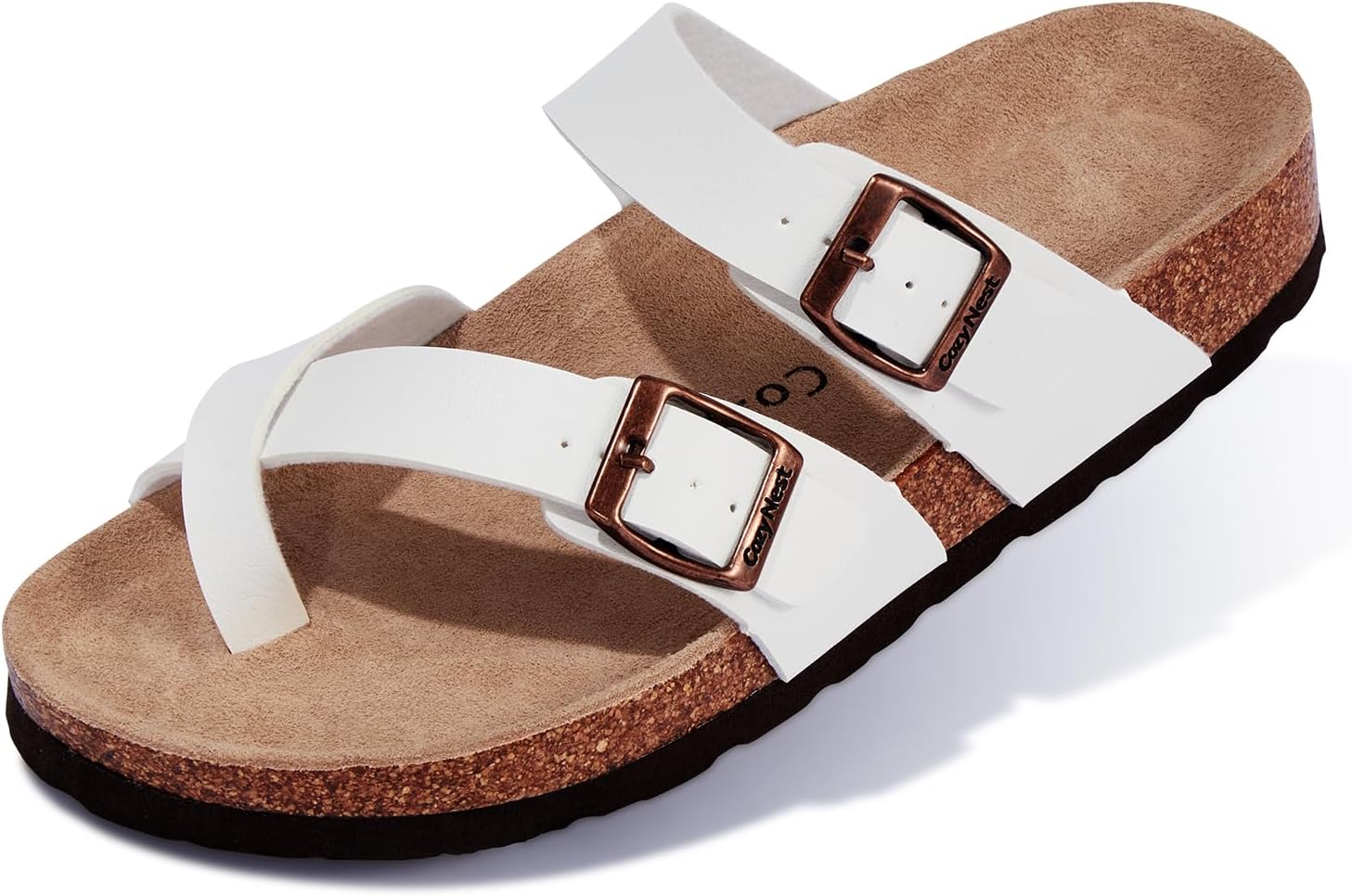 

Сандалии CozyNest Glow с регулируемой застежкой для женщин и мужчин, с поддержкой свода стопы на пробковой подошве, для летнего использования внутри дома и на улице Cozynest Step In Stress Out, белый