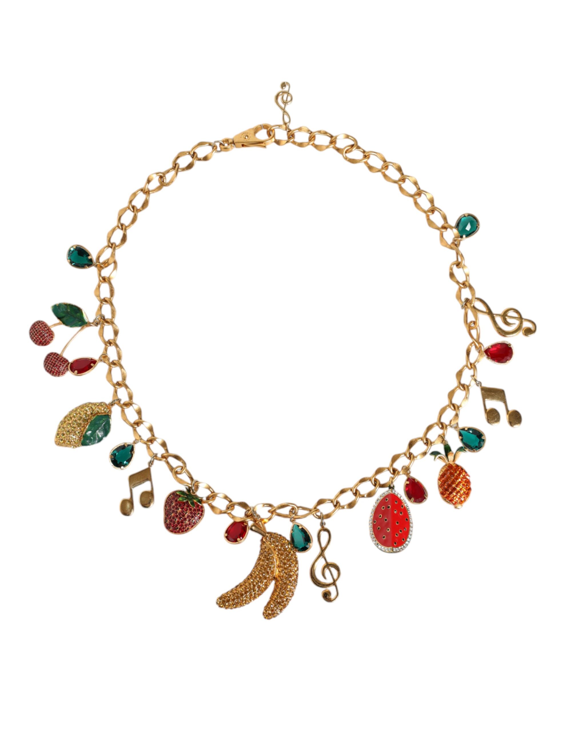 

Пояс-цепочка из латуни золотистого тона с фруктовыми кристаллами Dolce & Gabbana