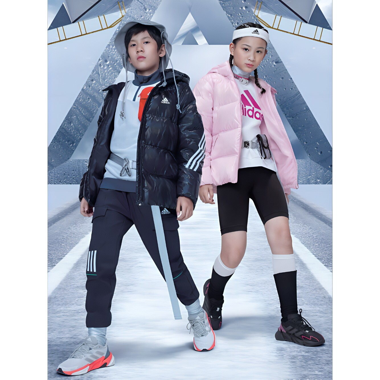 Пуховик Adidas Kids, черный — фото 3