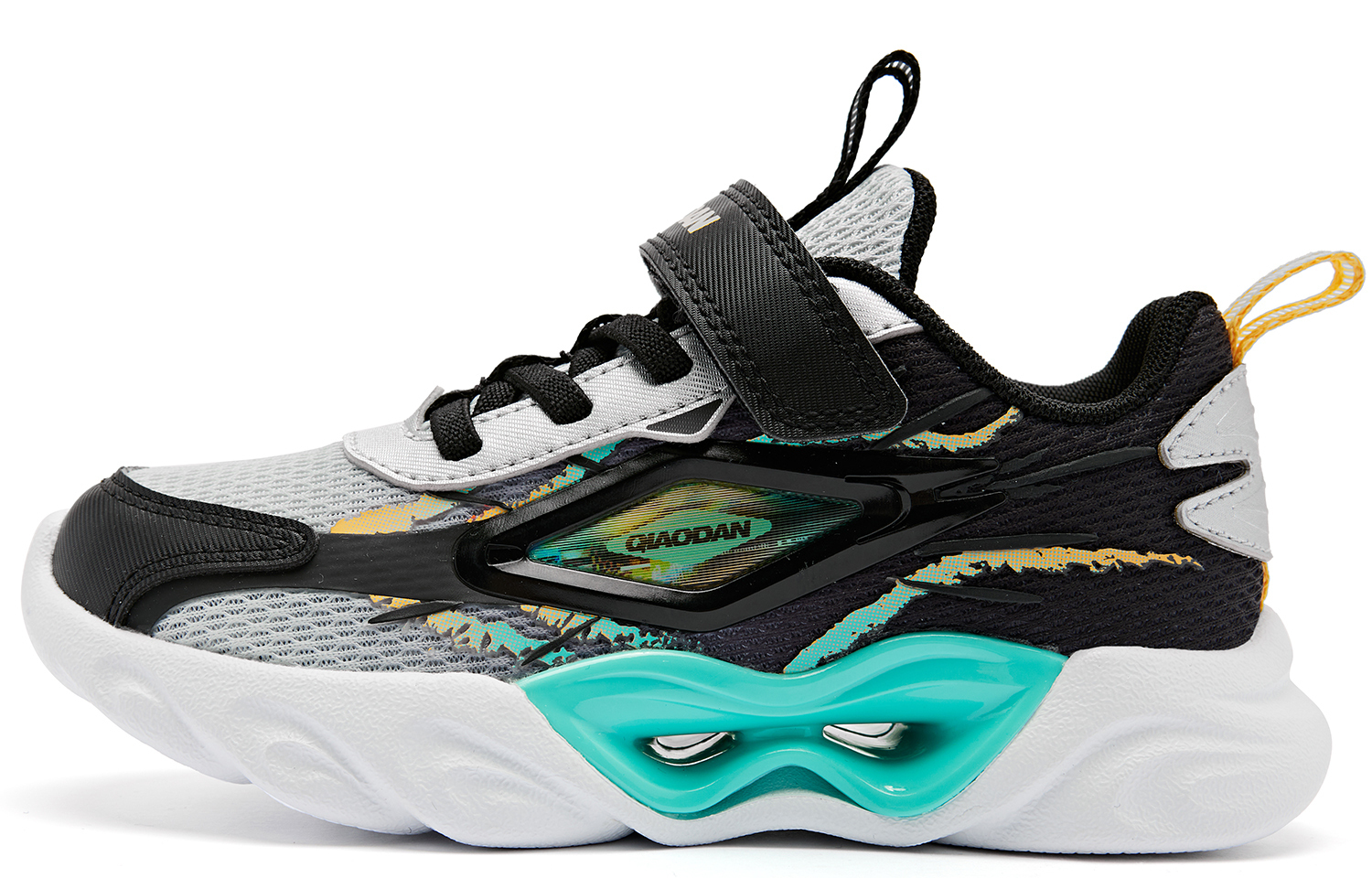 

Скользостойкие амортизирующие кроссовки low top для детей green, возраст 3-7 лет QIAODAN, серый