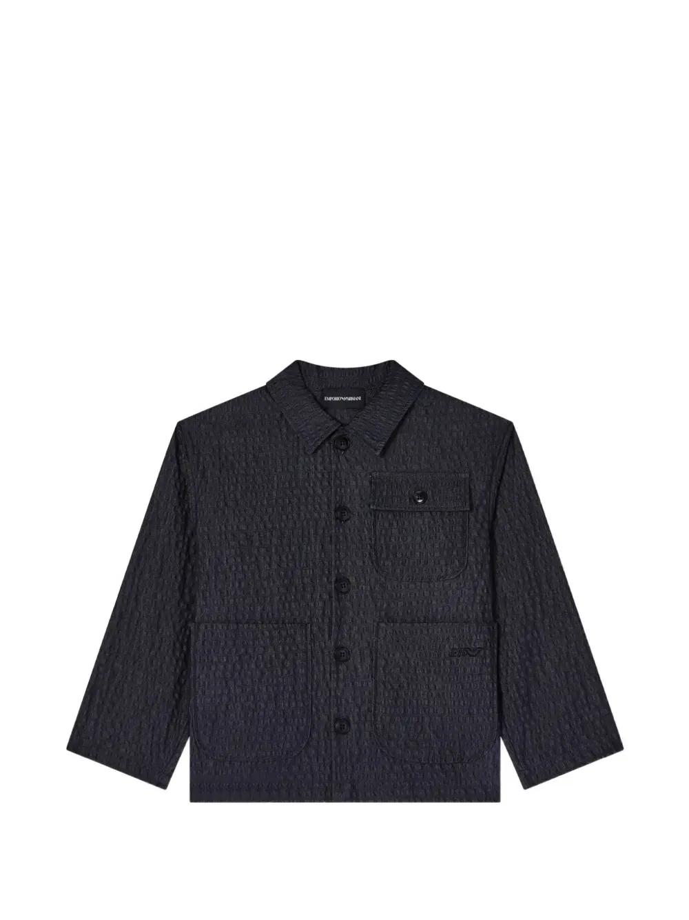 Блейзер на пуговицах из фактурной ткани сирсакер Emporio Armani Kids, синий