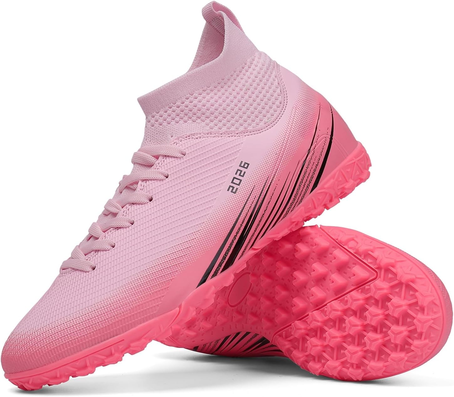 

Футбольные бутсы для мужчин и женщин, футбольная обувь для игры на искусственном поле, для зала, с высокими голенищами, TF, AG, FG, футбольные бутсы, широкие тренировочные кроссовки Biayvisas, розовый