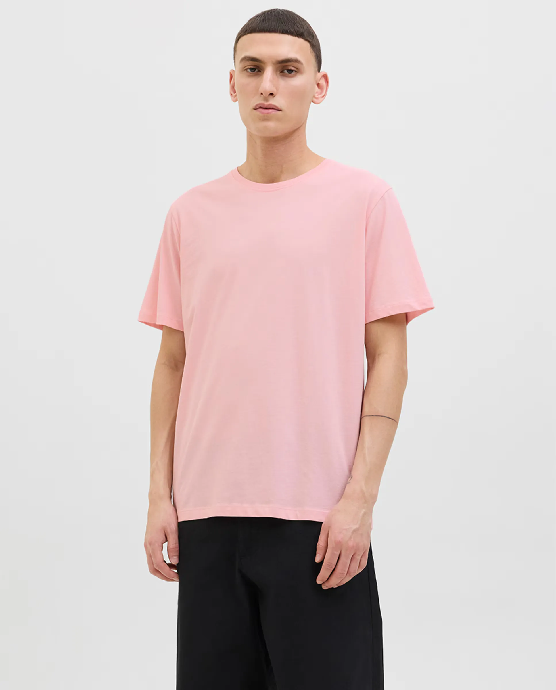 

Мужская футболка с коротким рукавом, однотонная, с принтом на спине Jack & Jones, розовый