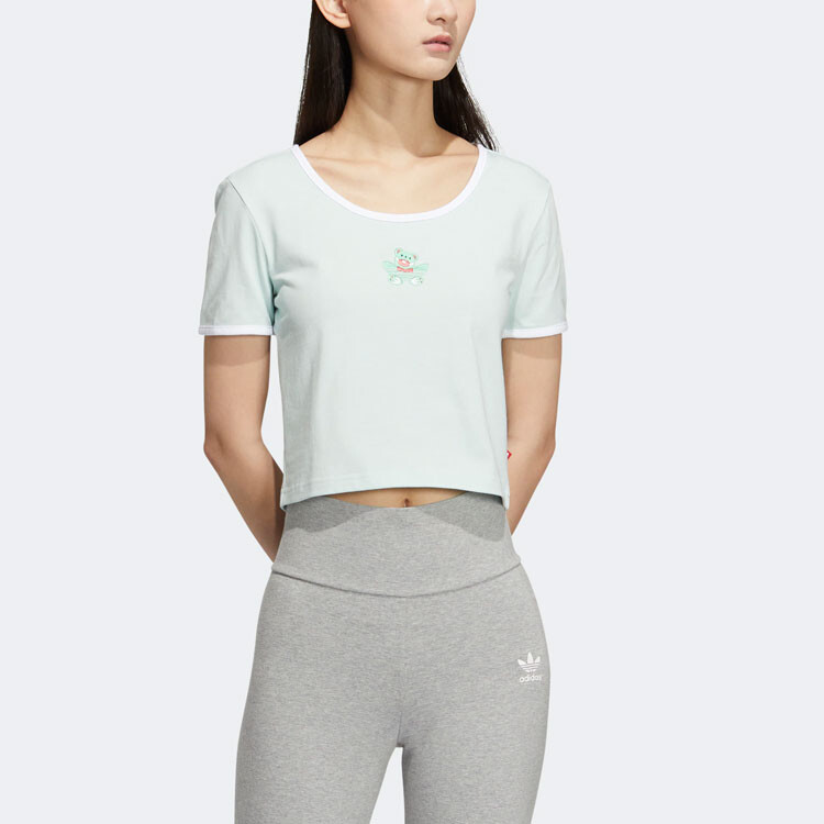 Футболка BEAR CROP TEE укороченный женский топ символ зеленый Adidas Originals — фото 2