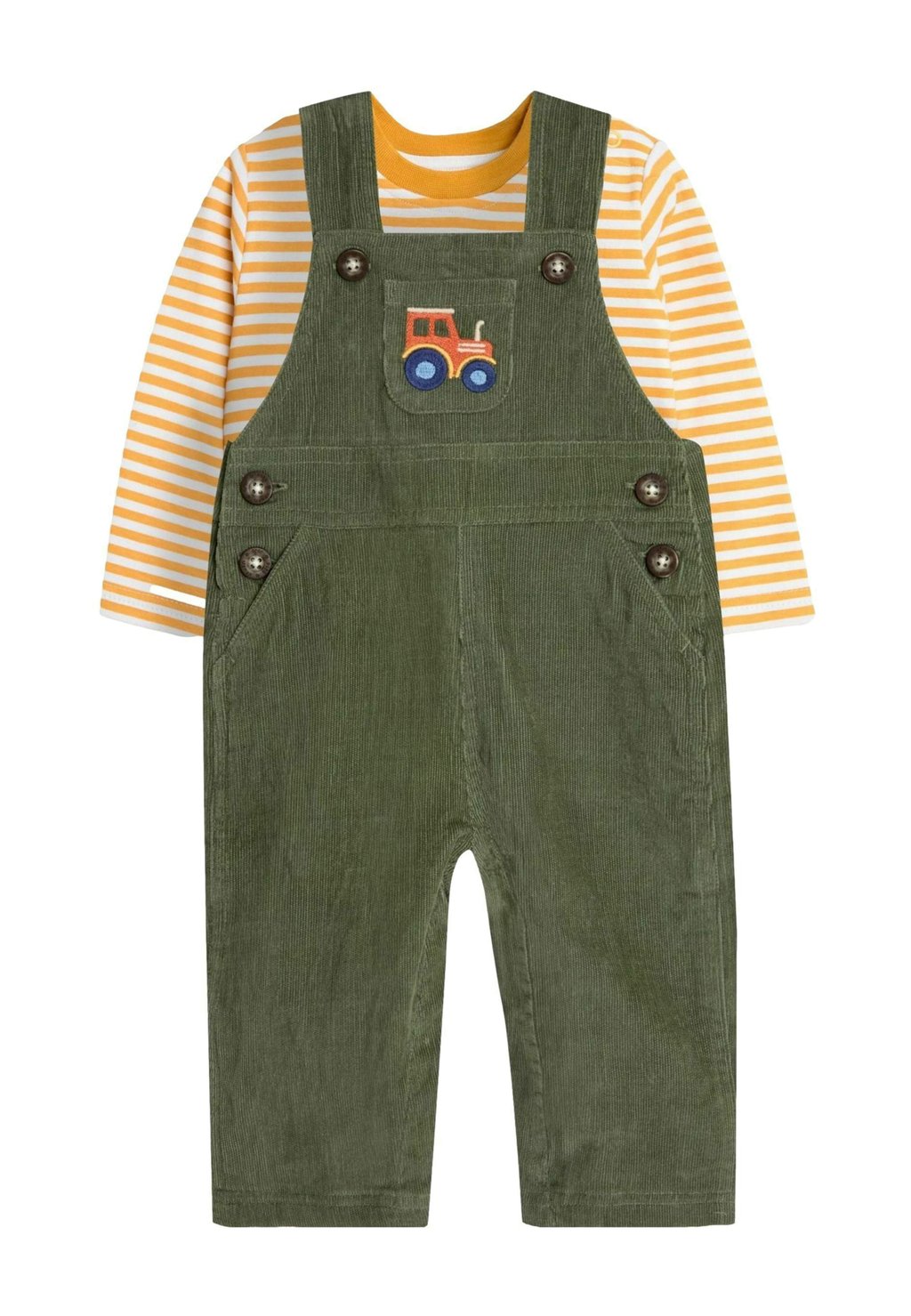 

Комплект боди и комбинезон TRACTOR EMBROIDERED POCKET REGULAR FIT JoJo Maman Bébé, зеленый/желтый