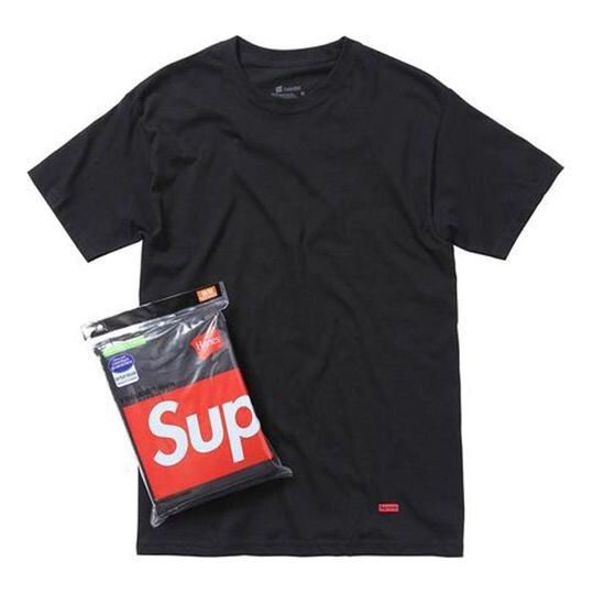 

Футболка fw19 week 1 x hanes tagless tees (3 pack) black t 3 Supreme, черный