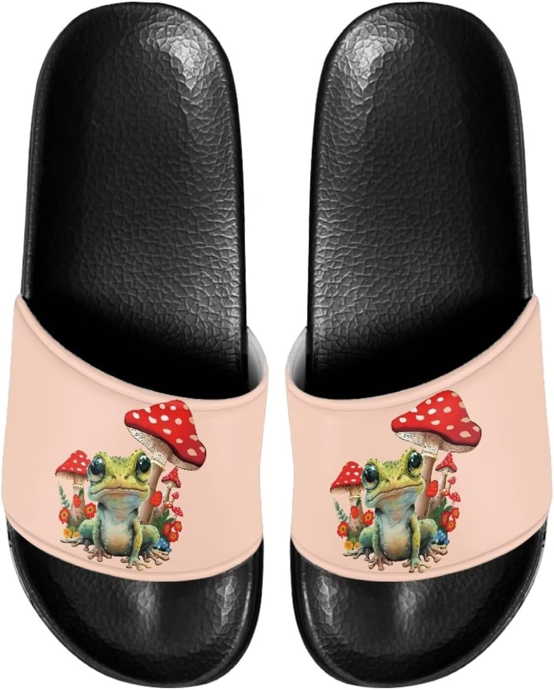 

Женские шлепанцы слайд Нескользящие летние домашние тапочки для девочек Слипоны флип-флоп Judentidos, Funny Frog Mushroom