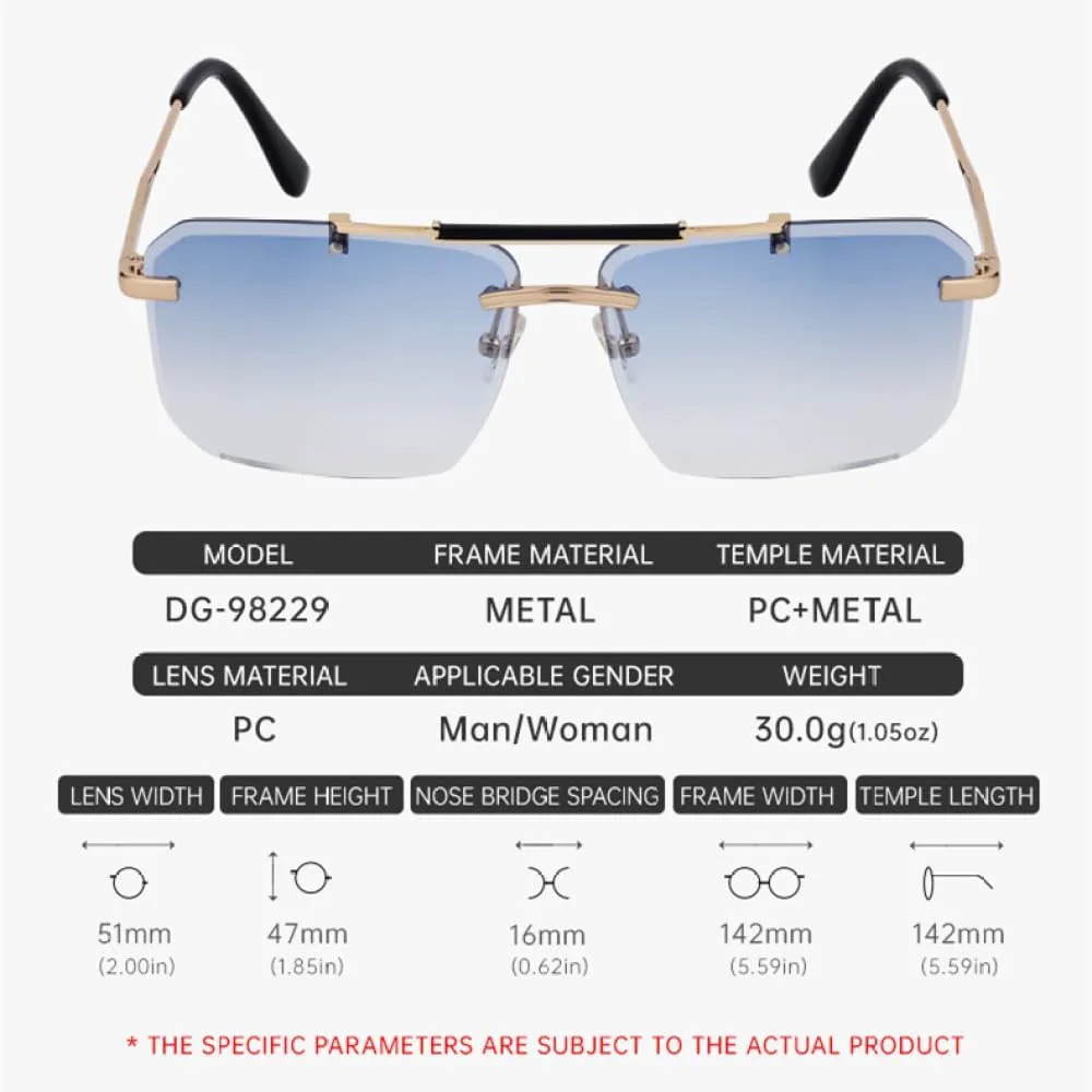 

Классические солнцезащитные очки без оправы для женщин и мужчин, роскошные винтажные солнцезащитные очки для вождения без двойной оправы для мужчин generic, C6blue