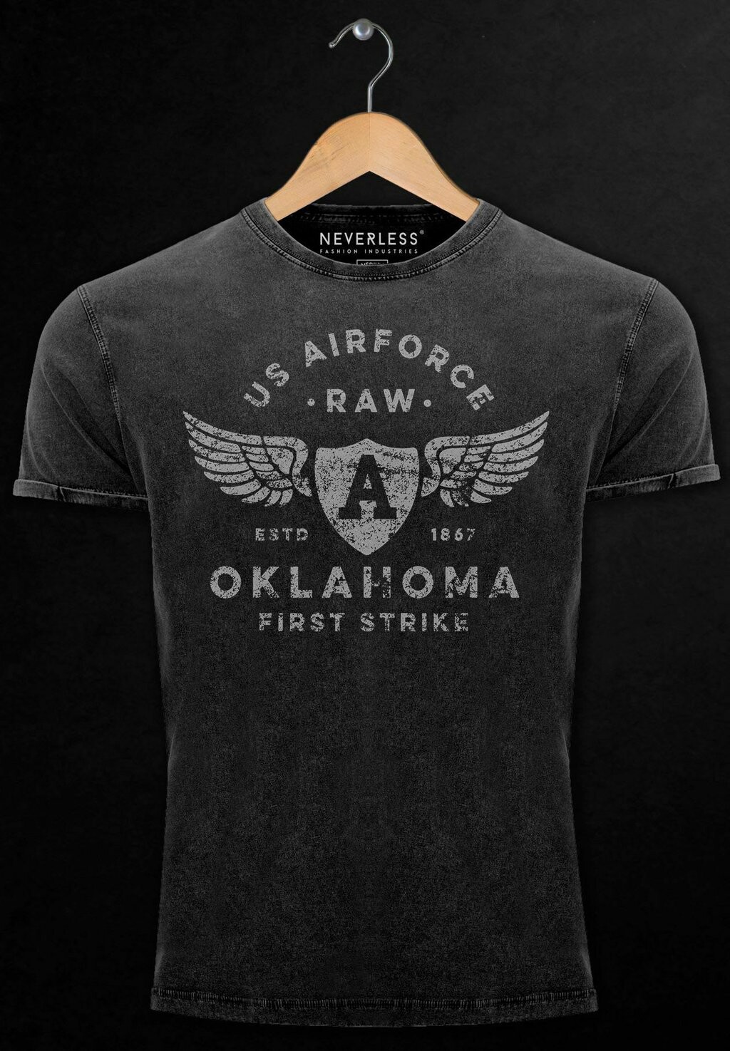 

Футболка с принтом VINTAGE US AIRFORCE OKLAHOMA AVIATOR USED LOO Neverless, черный
