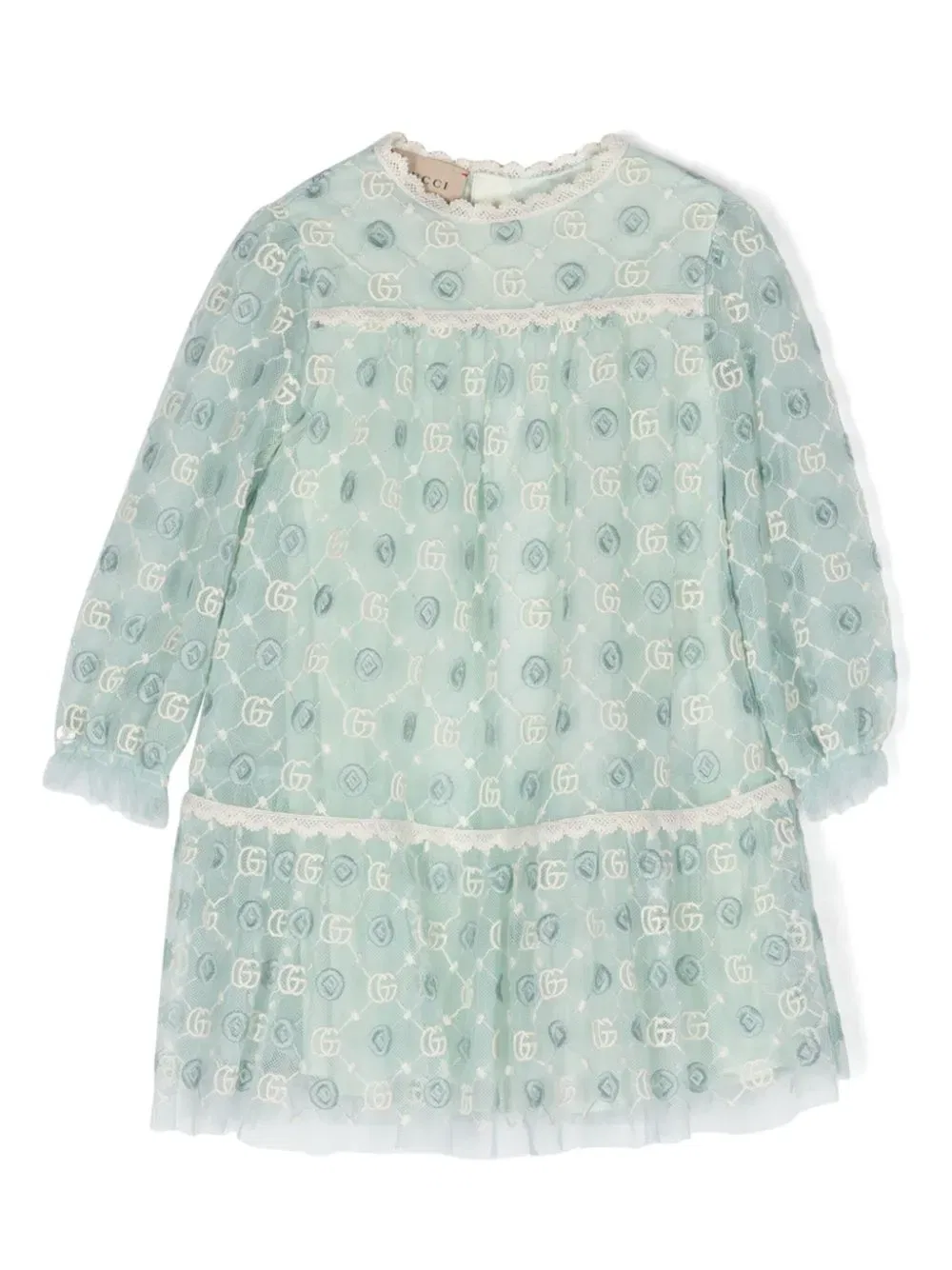 Платье из сетчатой ткани с переплетающимися буквами g Gucci Kids, синий