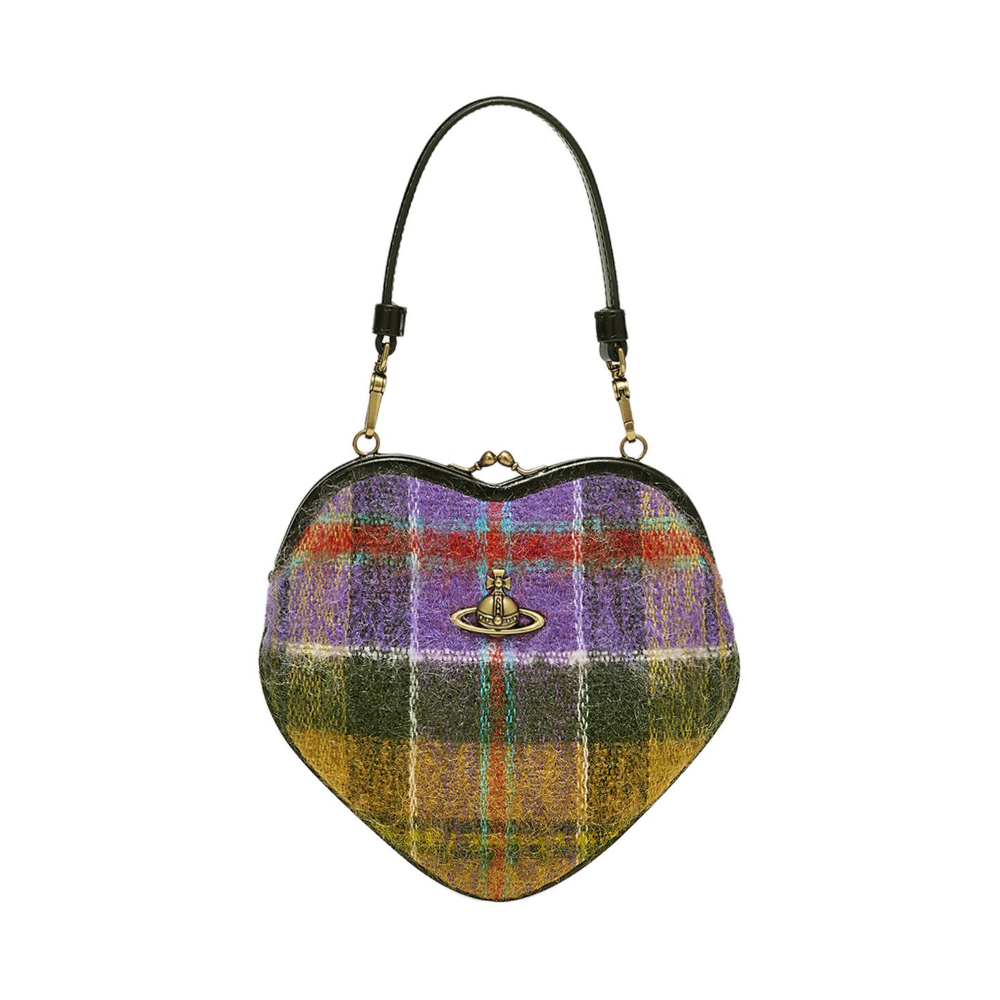 

Сумка Vivienne Westwood в форме сердца из шерсти, женская через плечо фиолетовая и разноцветная