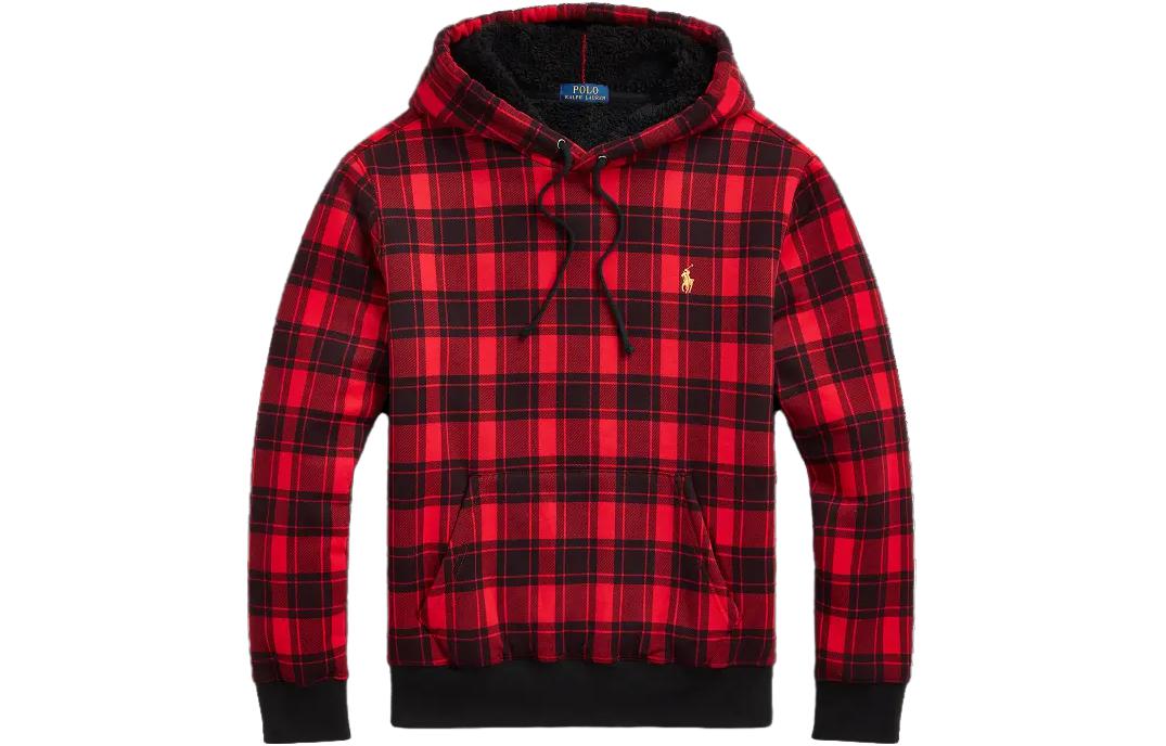 Polo Ralph Lauren Клетчатая вельветовая толстовка с капюшоном мужская red — фото 3