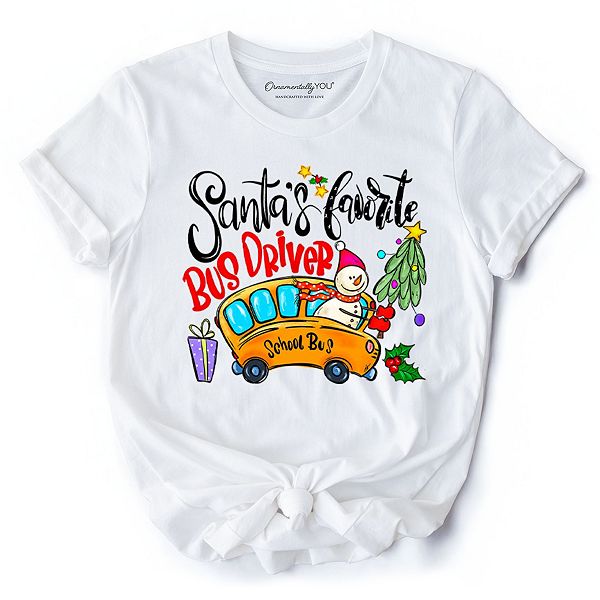 

Футболка Santa’S favorite school bus driver, праздничная Ornamentallyyou