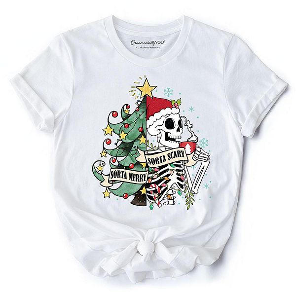 

Футболка с принтом Sorta Merry Christmas Skeleton Ornamentallyyou, White, Белый, Футболка с принтом Sorta Merry Christmas Skeleton Ornamentallyyou, White