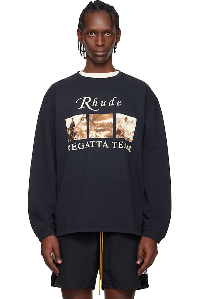 

Rhude Черная футболка USVI "Regatta Tour" размера LS