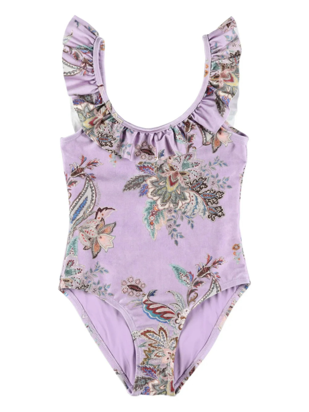 

ZIMMERMANN Kids Rhiannon купальник с оборками и цветочным принтом, фиолетовый