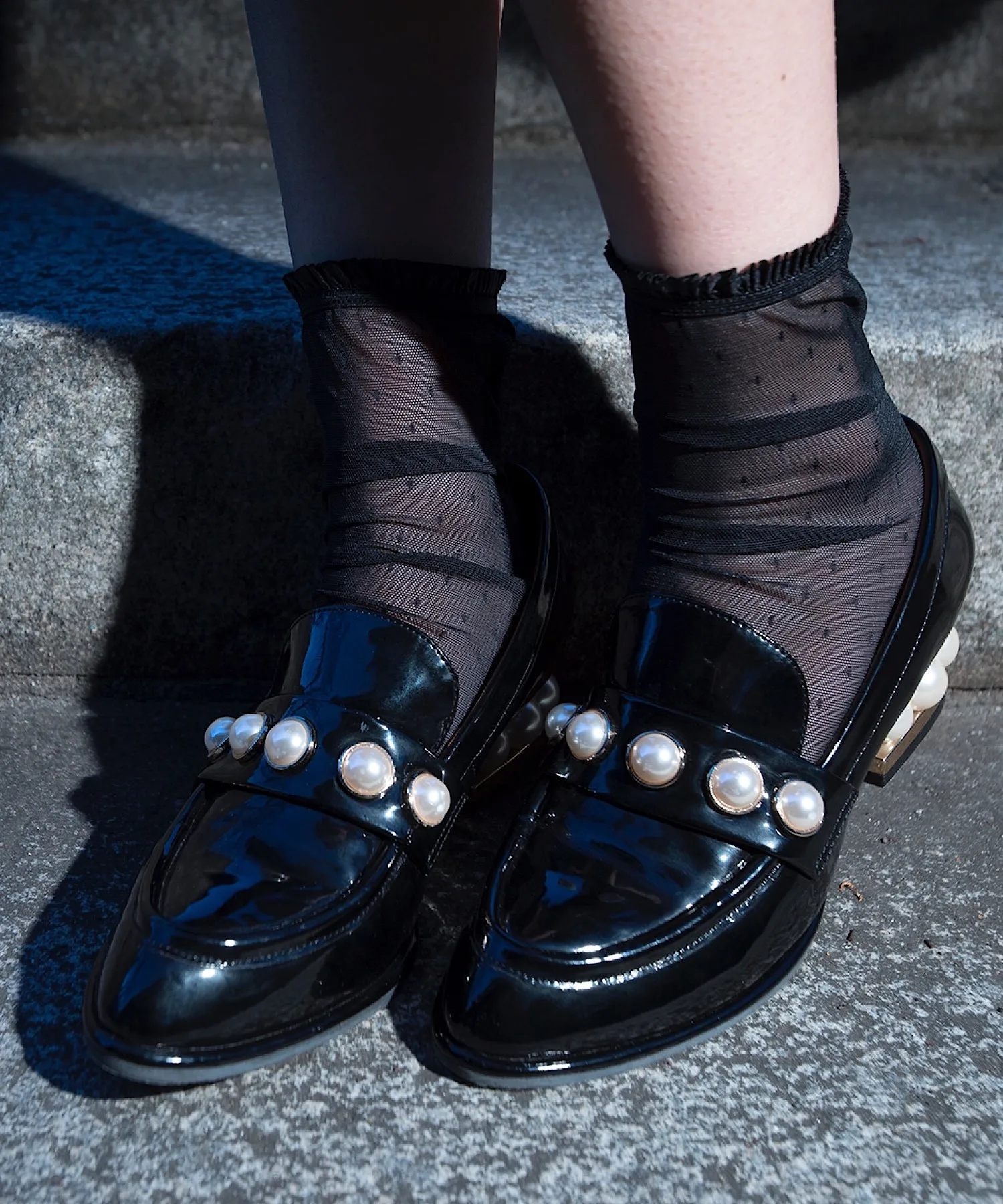 Женские лоферы с жемчужным каблуком Jeffrey Campbell чёрные