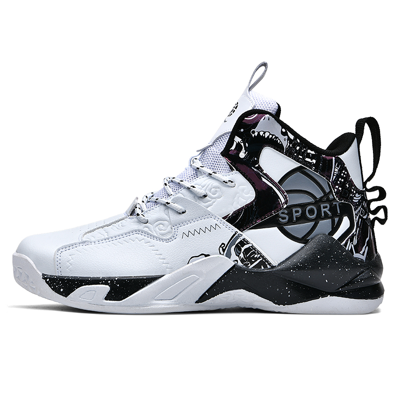 

SIMBA'S PRIDE Стойкие к скольжению и истиранию легкие баскетбольные кроссовки Unisex High Top 851 White Black, цвет 851 White Black