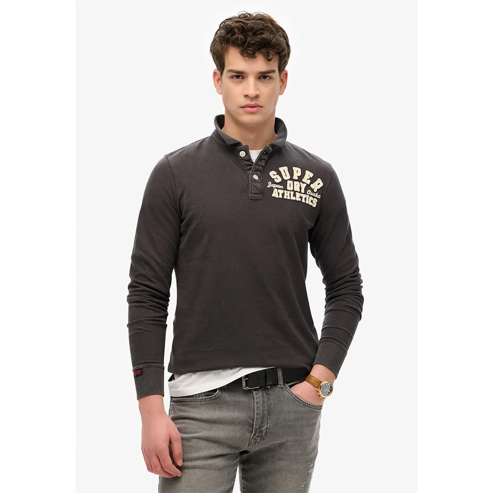 

Поло с длинным рукавом Superdry Vintage Athletic, черный