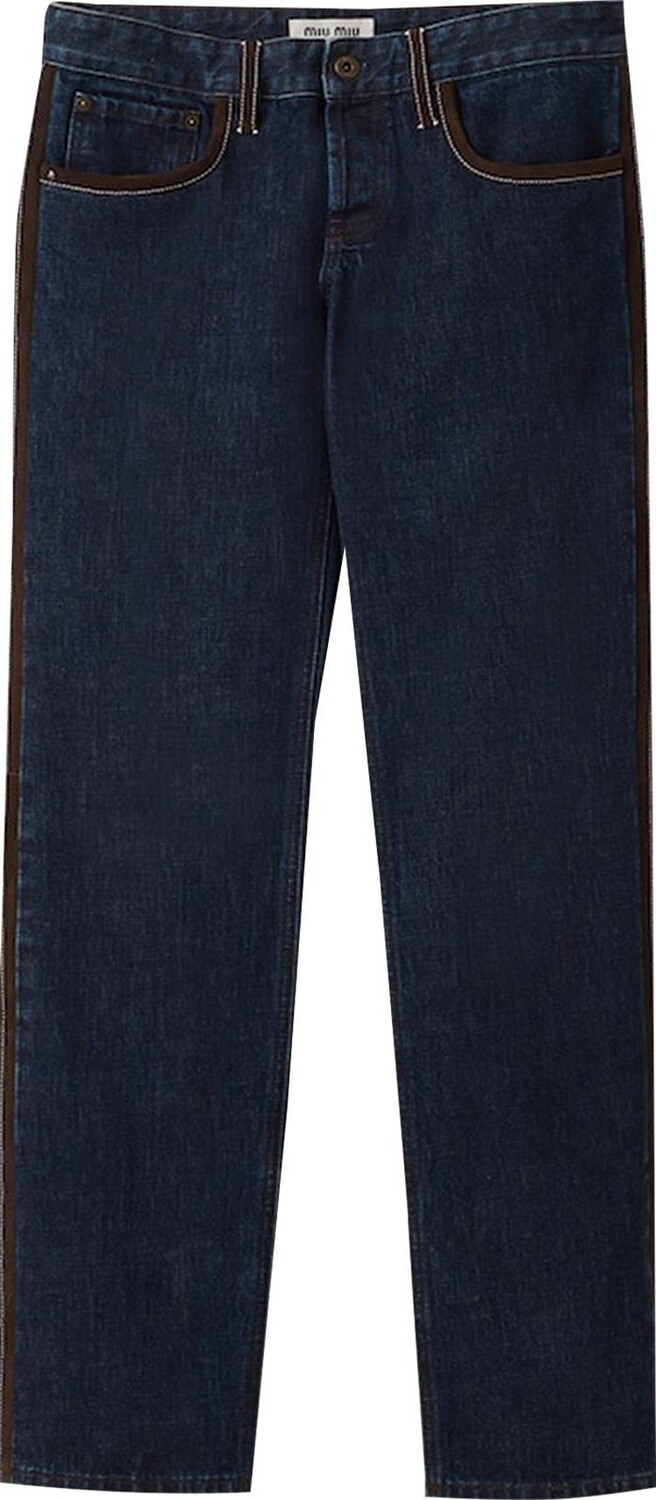 

Джинсы Miu Miu Straight Leg Denim 'Blue/Maroon', синий