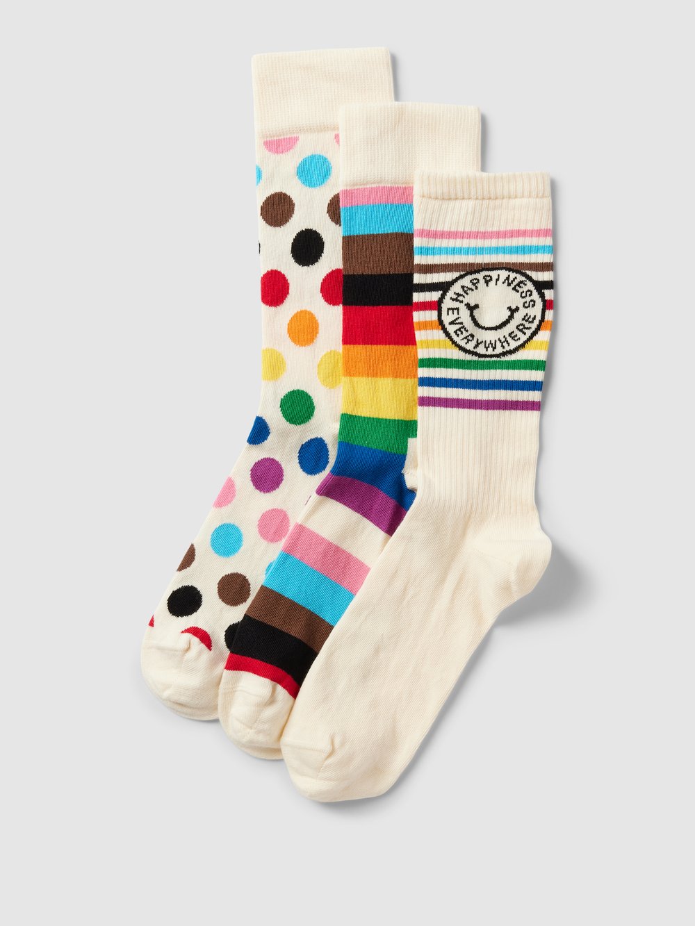 

Носки с этикеткой в ​​упаковке из 3 пар, модель «Pride» Happy Socks, кремовый