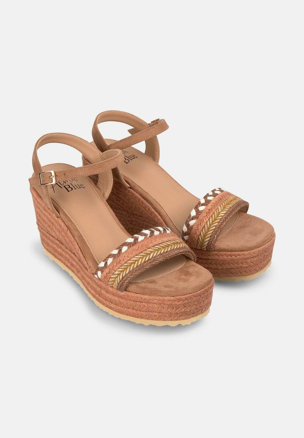 Босоножки на танкетке CIERRE CON HEBILLA - High heeled sandals Alma Blue, коричневый — фото 2