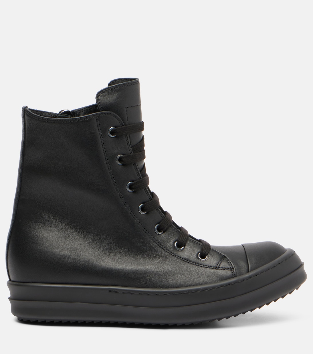 Высокие кожаные кроссовки High Top Sneaks Rick Owens, All Black — фото 4