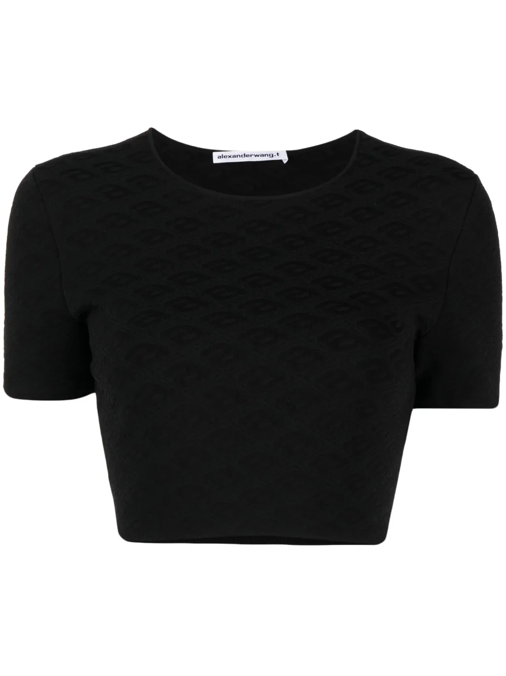 

Укороченная футболка с монограммой Alexander Wang, черный