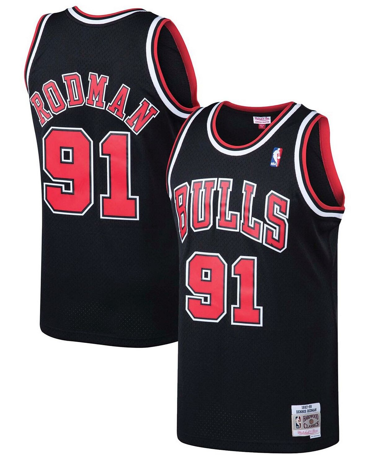 

Мужская черная футболка Chicago Bulls Dennis Rodman 1997-98 гг. из твердой древесины Classics Swingman Mitchell & Ness