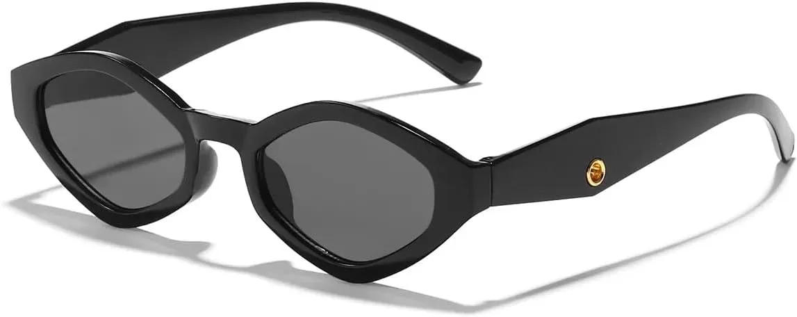 

Модные солнцезащитные очки «кошачий глаз», винтажные, роскошные, с асимметричным ромбом, солнцезащитные очки с защитой от УФ-излучения UV400 TVTBBVV, Black Gray