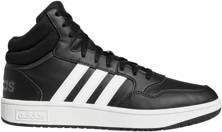 Мужские баскетбольные кроссовки Adidas Hoops 3.0 Mid Lifestyle Classic с меховой подкладкой, зимние, Black White Grey — фото 2